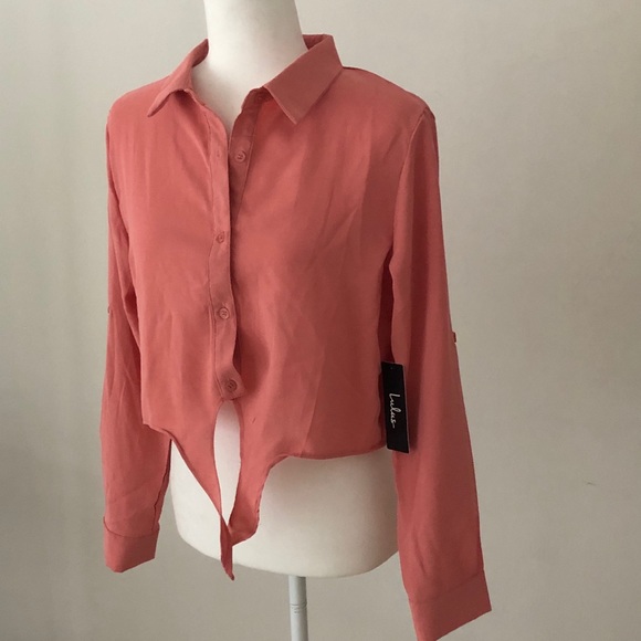 Lulus Tops - LuLu’s tie front button down long sleeve top